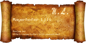 Mayerhofer Lili névjegykártya